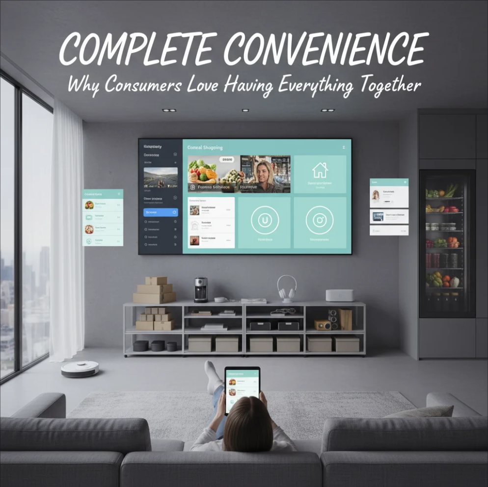 Complete convenience concept with all-in-one services and streamlined solutions for consumers