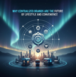 Illustration of centralized brand platform integrating multiple lifestyle services for convenience and efficiency