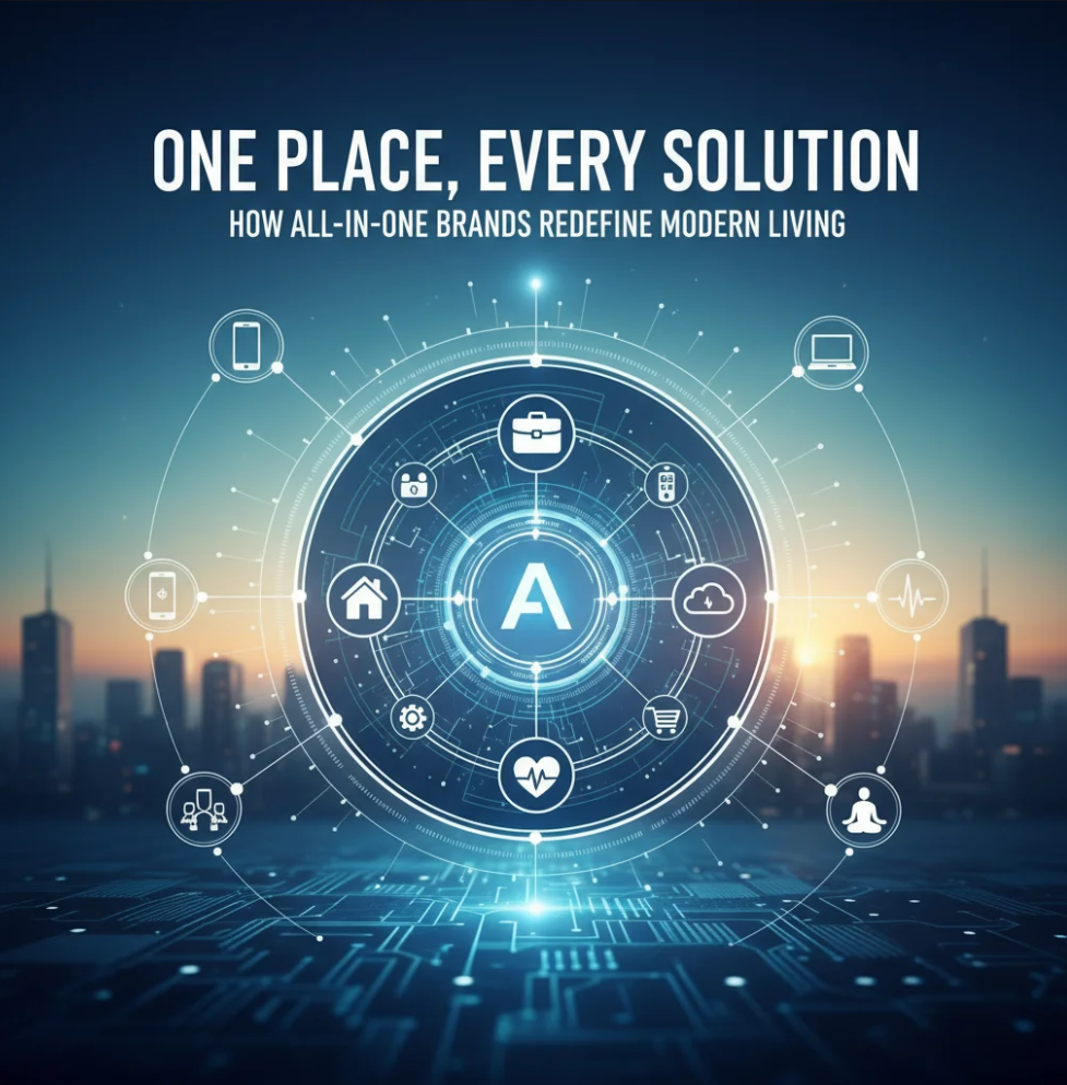 User interacting with an all-in-one brand app that combines multiple services