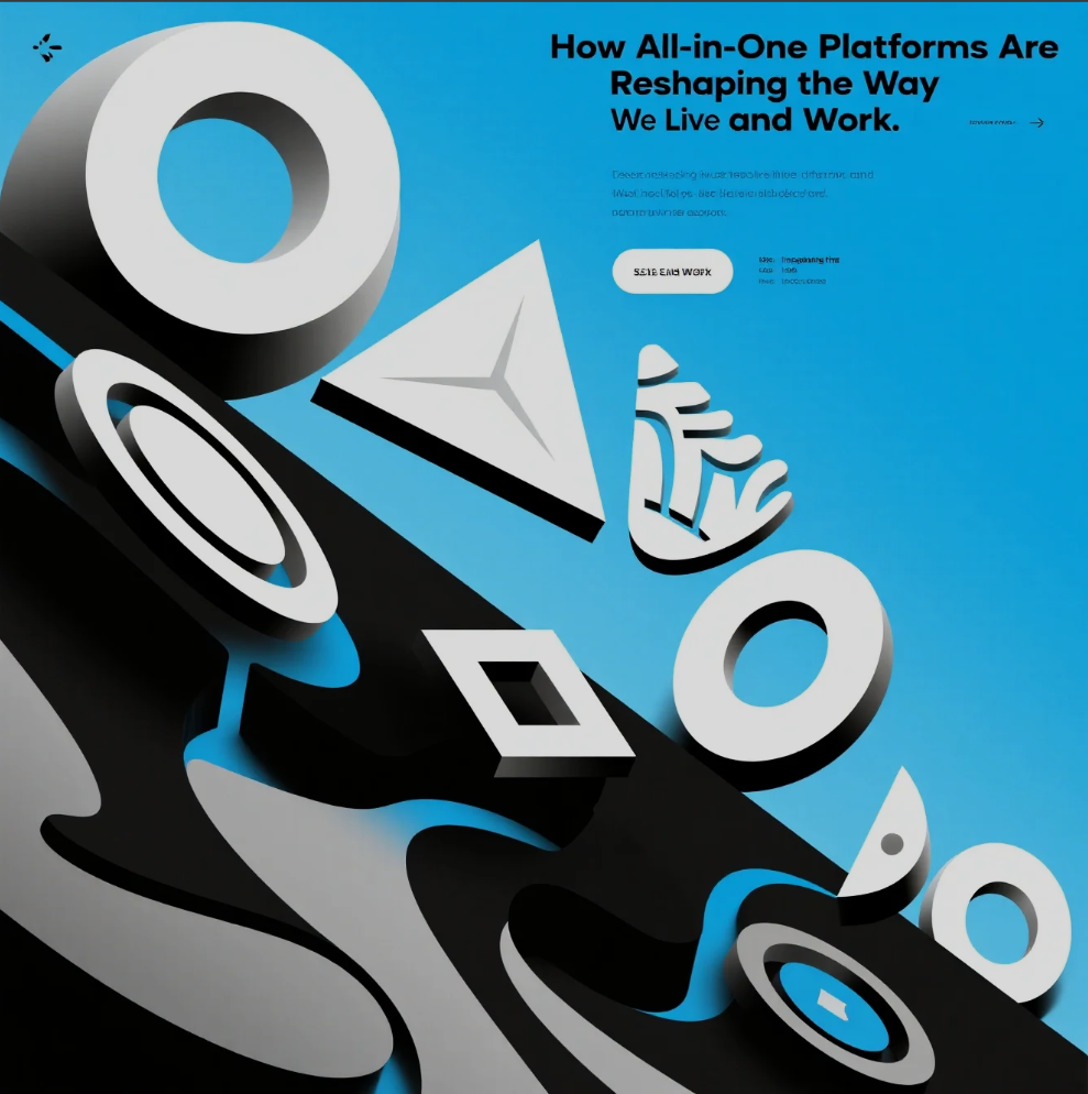 ilustrasi ekosistem digital all-in-one platform yang terhubung