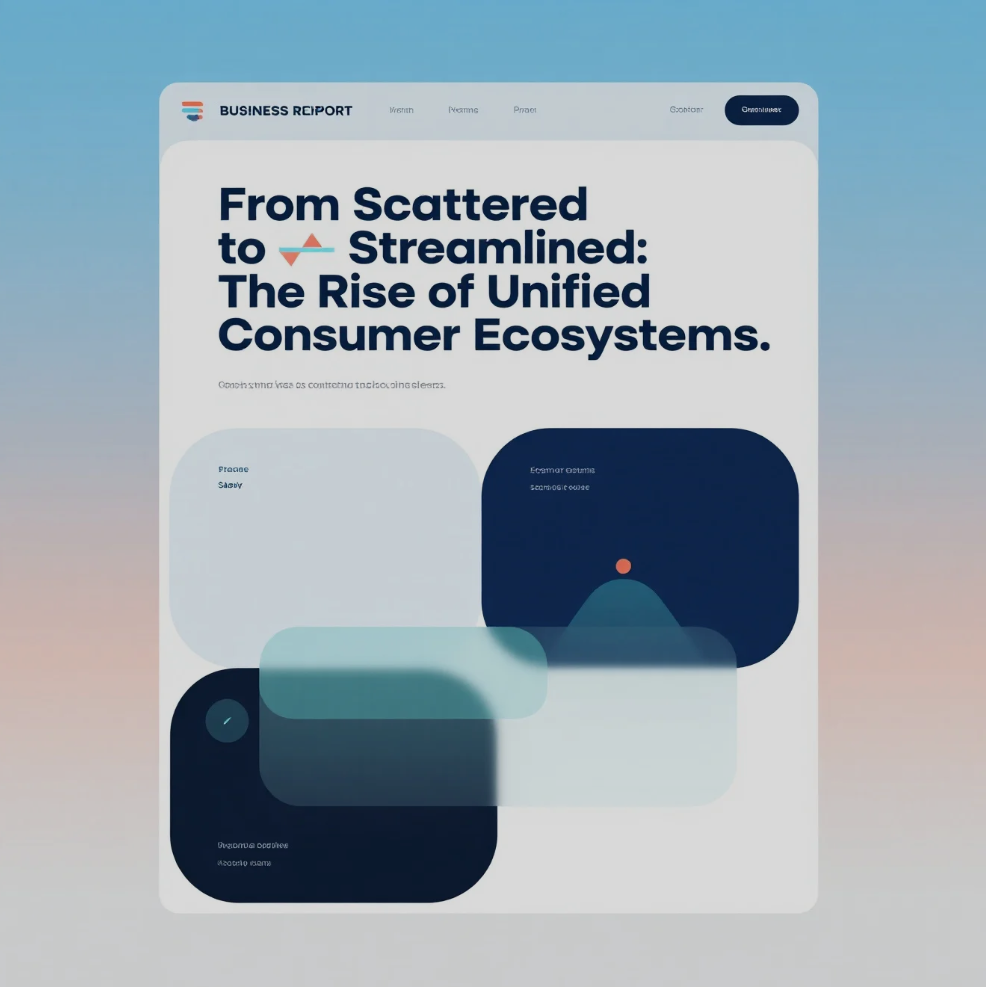 Digital ecosystem illustration connecting apps, devices, and services in one system