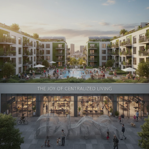 Ruang tamu minimalis yang rapi dengan furnitur modern dan dekorasi sederhana yang mencerminkan gaya hidup terpusat