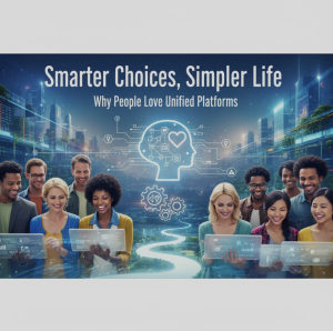 User interface displaying multiple apps and tools unified into one seamless dashboard on a laptop and smartphone
