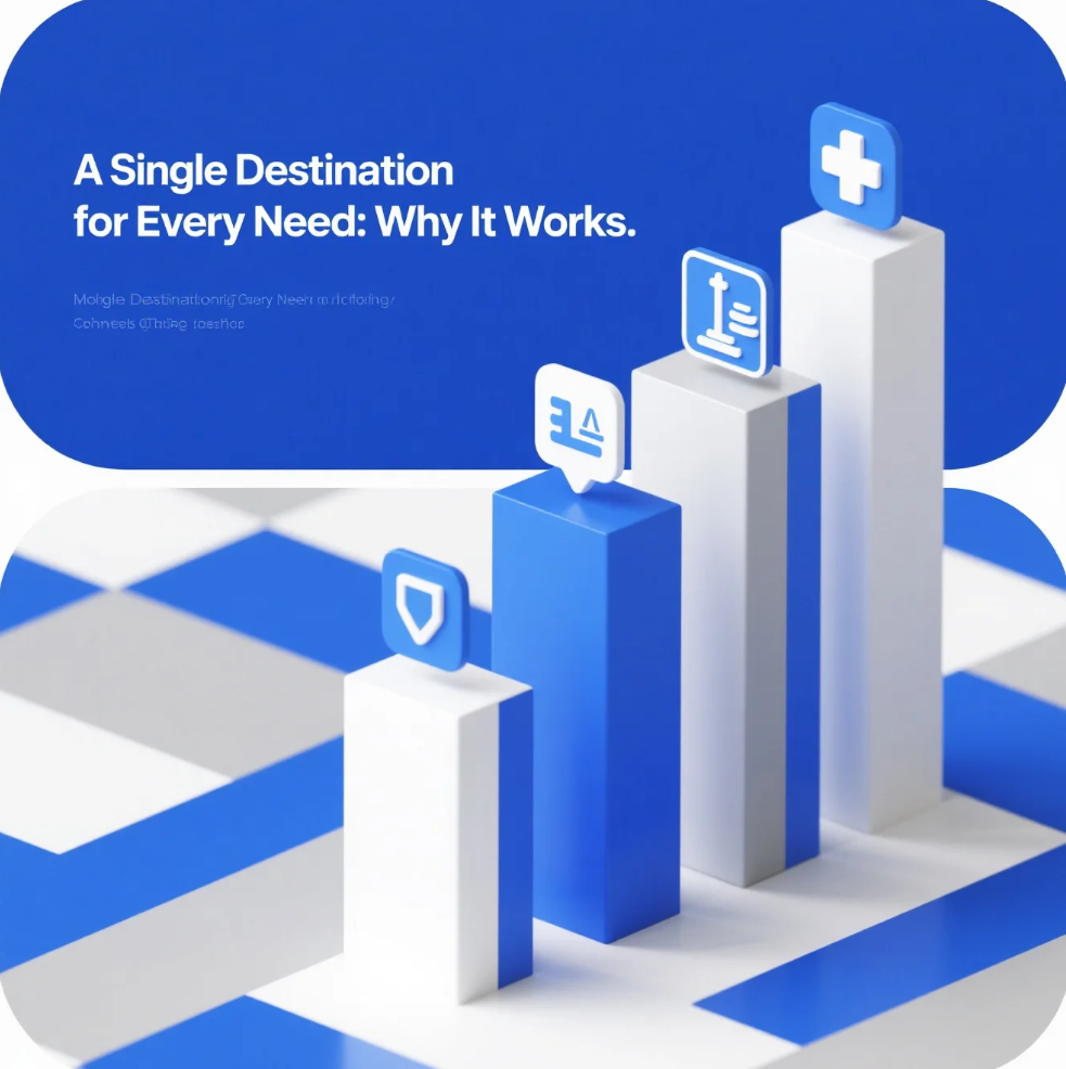 Customer using an all-in-one platform that brings multiple services together in a single destination