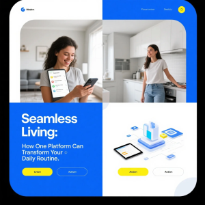 User interacting with an all-in-one digital platform that streamlines daily tasks and routines
