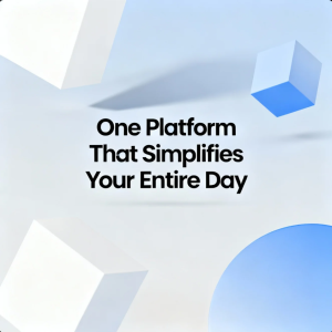 Digital platform dashboard organizing daily tasks, communication, and productivity